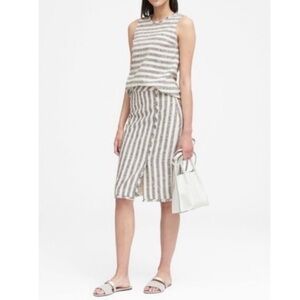 Business Casual Banana Republic Cream Striped‎ Nautical Pencil Skirt 6
